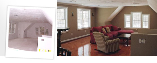 basement and attic painting in houses around Leicester, MA